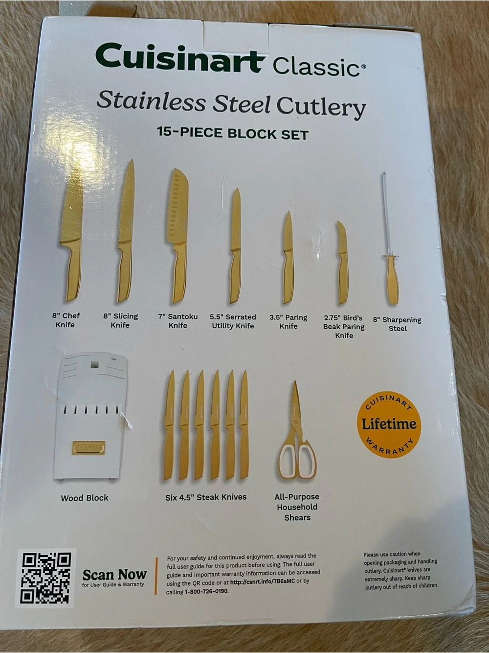 Cuisinart Gold Stainless Steel 15-Piece Knife Block Set